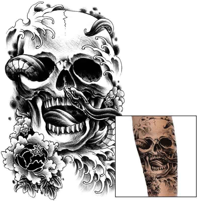 Tatuagem Cobra Crânio (Temporaria)