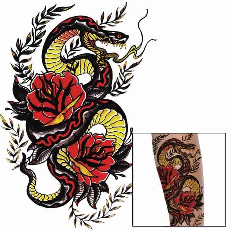 Tatuagem Cobra O Python E O Lótus (Temporaria)