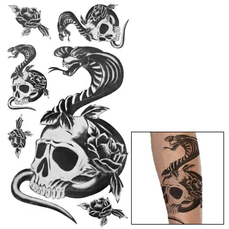 Tatuagem Cobra Crânio (Temporaria)