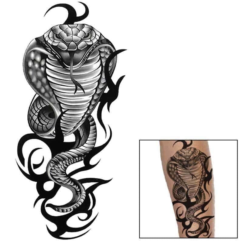 Tatuagem Cobra Tribal P/B (Temporaria)