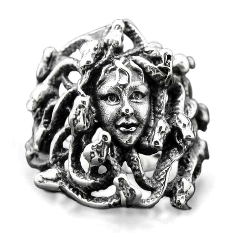 Anel De Cobra Medusa (Aço)