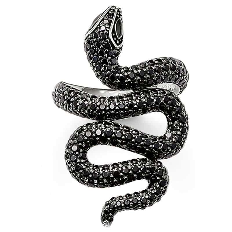 Anel De Cobra Black Vida (Prata)