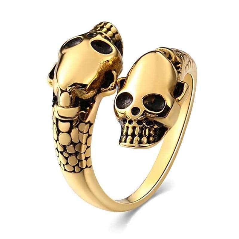 Anel De Cobra Crânio Ouro Amarelo (Aço)