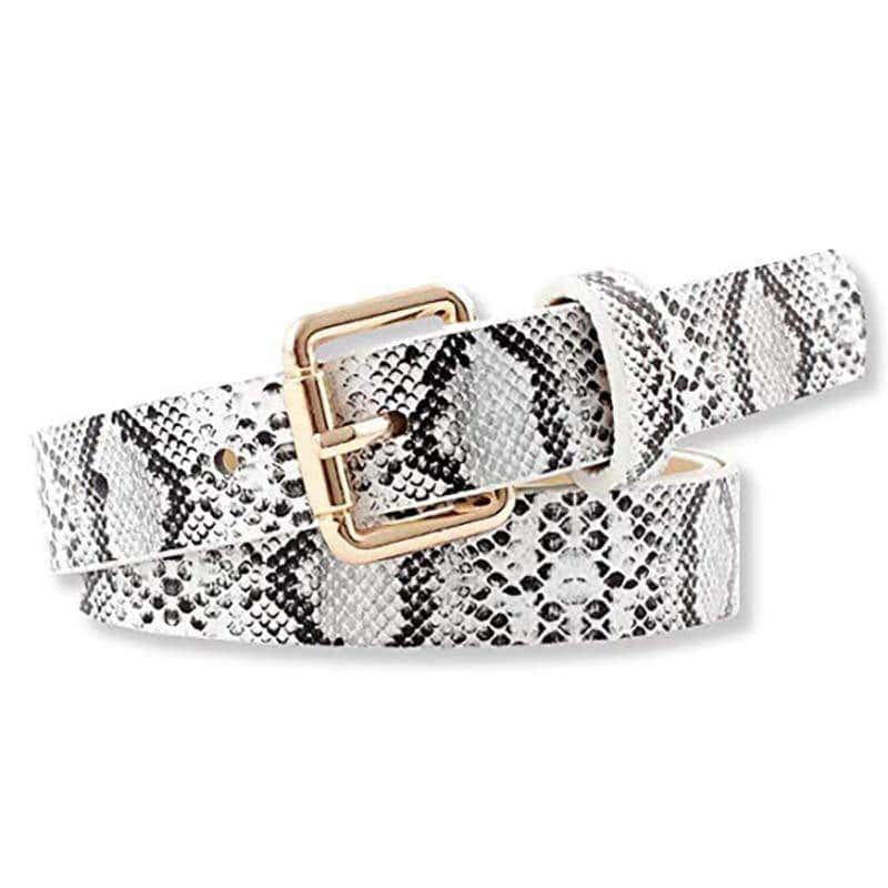 Cinto Cobra Python Branco (Couro)