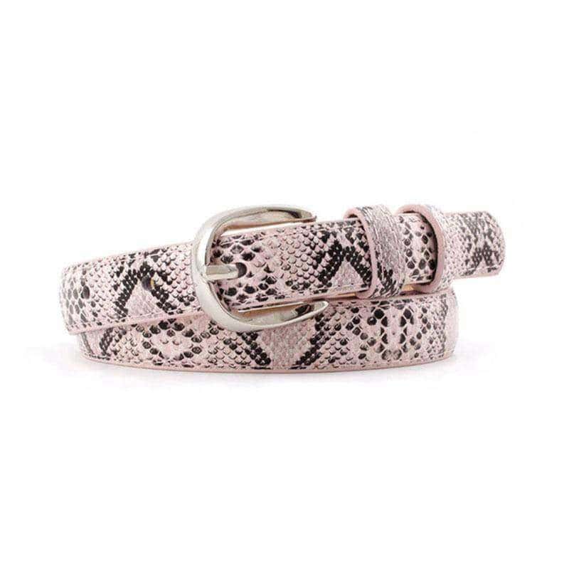 Cinto Cobra Python Rosa (Couro)