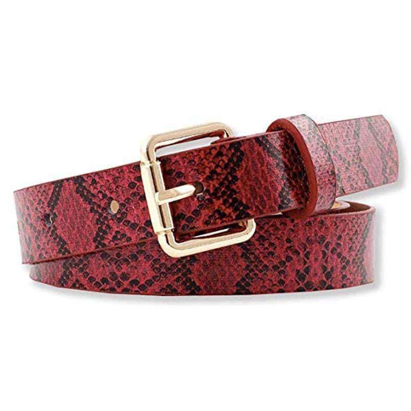 Cinto Cobra Python Vermelho (Couro)