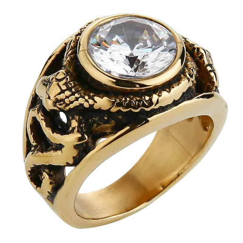 Anel De Cobra Anel De Sinete Dourado (Aço)