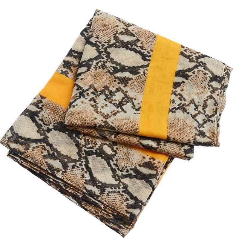 Lenço Cobra Bege E Amarelo