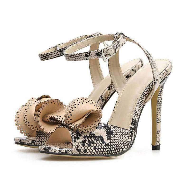 Sandalia Salto Cobra Alto Imitação Python